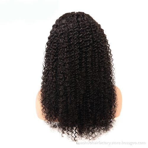 Huashuo Free Shipping 4*4 Human Lace Closure Wig Brazilian Virgin Human Hair Lace Wigs With Baby Hair Jerry Curl